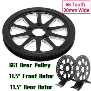 66 Tooth Spoke Rear Pulley w/ Brake Rotors for Harley Softail Fatboy FLSTF 07-11 - Picture 1 of 11