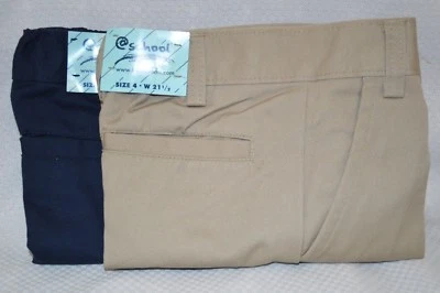 FRENCH TOAST BOY Uniform Pants Slacks Khaki NAVY Blue 4 - 20 Husky School KNEE - Image 1 of 4