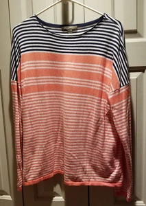❤❤ Camisa TOMMY BAHAMA Mezcla Algodón Manga Larga Rayas Coral y Azul Talla XL - Imagen 1 de 7