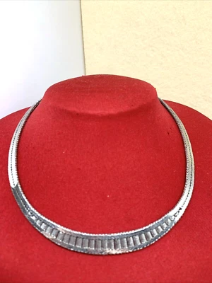 COLLIER ARGENTO 800 ANNI 60 LUCIDO E SATINATO LAVORAZIONE A SPINAPESCE E TUBETTI - Immagine 1 di 4