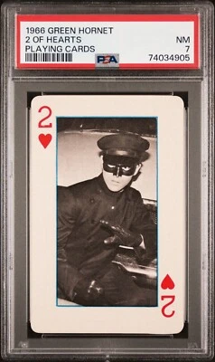 PSA 7 Graded Near MINT Bruce Lee KATO 1966 Green Hornet 2 of Hearts Playing Card - Image 1 of 2