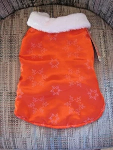 Christmas Red Snowflake Faux Fur Collar Fleece Lined Winter Dog Coat NEW Size M - Picture 1 of 7