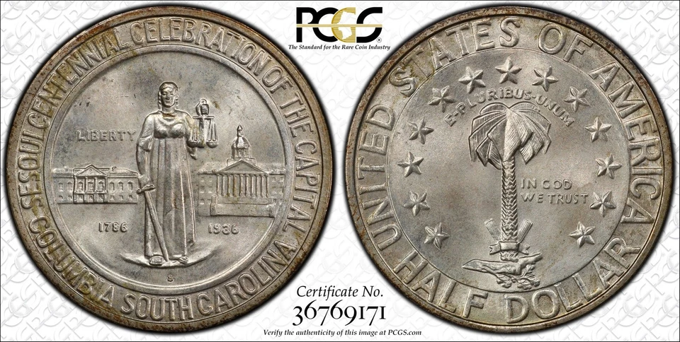 1936 S Classic Commemorative Columbia, South Carolina, Sesquicentennial PCGS MS- - Image 1 of 1
