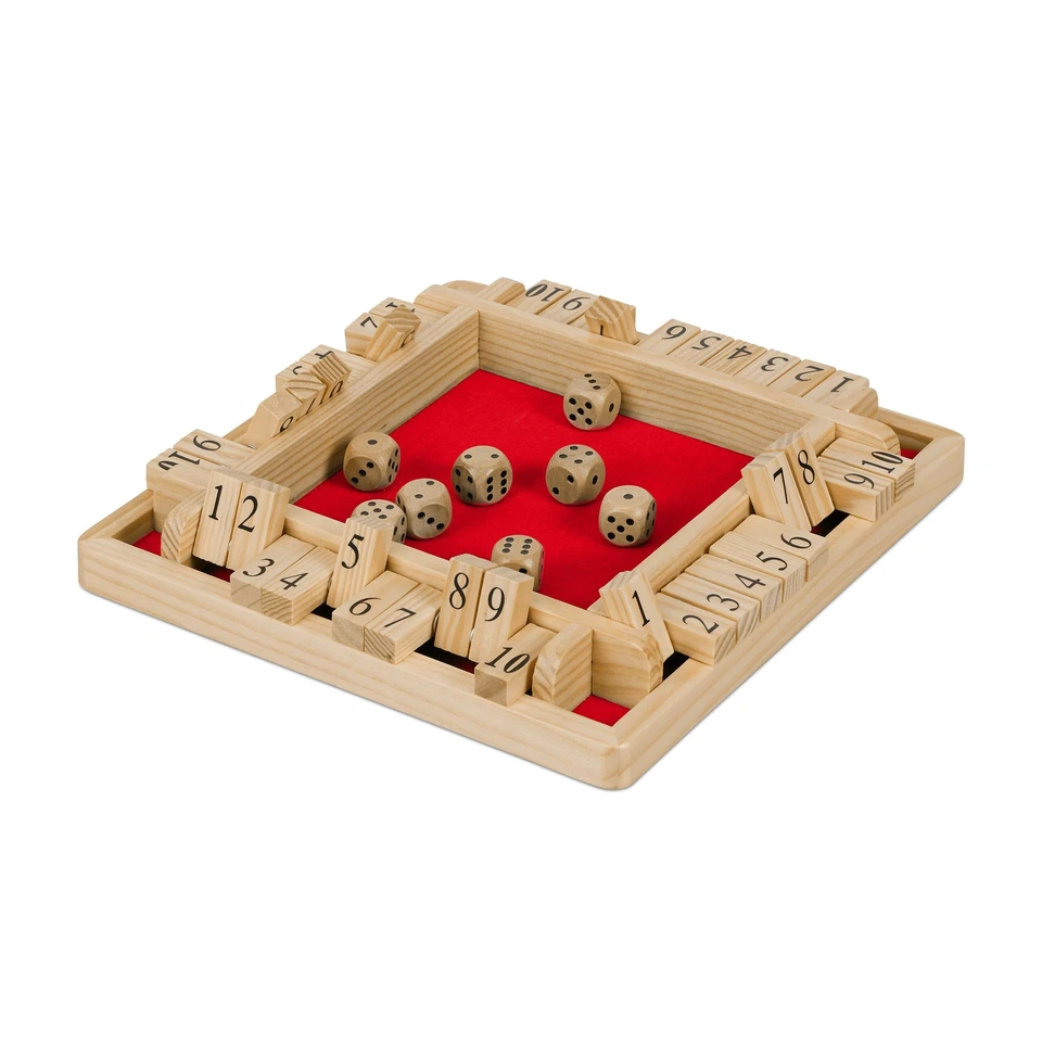 Shut the box spiel Klappenspiel Holz-Würfelspiel Holzgesellschaftsspiel 390 g - Bild 1 von 4