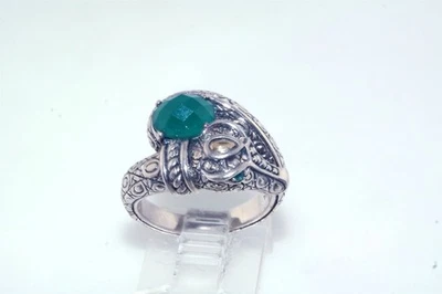Anillo Cocodrilo John Hardy JAI 14k Plata de Ley 925 Oro Ónix Verde Talla 7 Foto 1 de 4