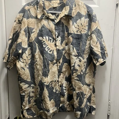 Panama Jack Button-Down Shirt Mens XL Leaf Tropical Print Rayon/cotton - Image 1 of 4