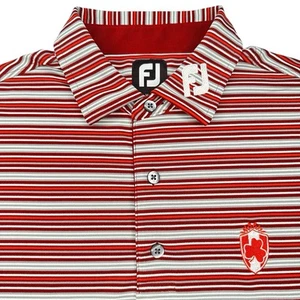 Camisa polo de golf FootJoy Performance mezcla de poliéster rayas rojas/naranja mediana - Imagen 1 de 9
