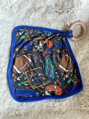 Florida Gator's Football Lovey With Wooden Teething Ring - Image 1 of 3