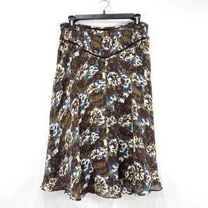 Anne Klein Skirt Women's 10P Floral Y2K 100% Silk Fairy Grunge Velvet Trim - Picture 1 of 11