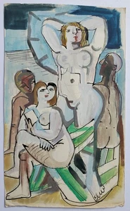 Gemälde Aquarell Akte Sitzend Weiblich Doppelseitig Edvard Frank Nachlass - Picture 1 of 12