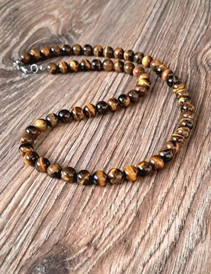 Perlenkette Tigerauge Kreuz Totekkopf kompass Lebensbaum Weihnachtsgeschenk - Bild 1 von 4