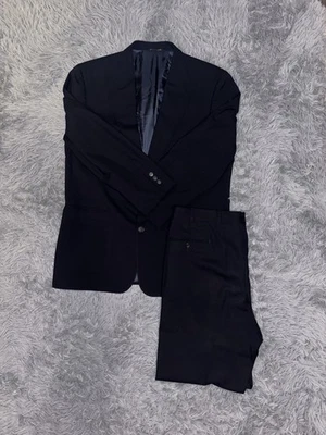 Brooks Brothers Brooksease 男式蓝色 2 纽扣套装 100% 羊毛单排扣 — 第 1/4 张图片