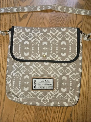 Kavu Canvas Brown & Cream Flap Crossbody Excellent Used Condition With Flaw - Image 1 of 4