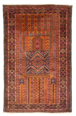 Alfombra oriental tradicional vintage anudada a mano de lana de 3'1" x 4'11" Foto 1 de 4