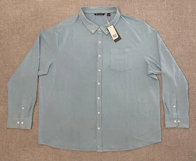 Cutter & Buck DryTec Cotton Long Sleeve Mens 3XB Blue Stretch Button Down Shirt - Image 1 of 4