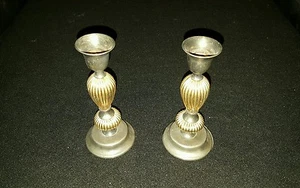 Beautiful Vintage Ornate Regal quality Silver Candlestick set 5 1/2" Hong Kong - Picture 1 of 5