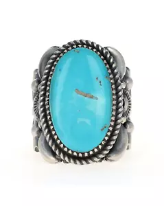 11,5 - Anello turchese Morenci naturale dell'artista Navajo Delbert Gordon - Foto 1 di 4