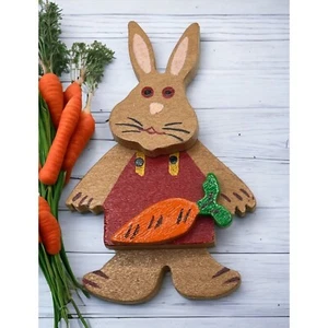 Easter Bunny Movable Refrigerator Magnet Vintage Farmer Rabbit Country Garden - Picture 1 of 7