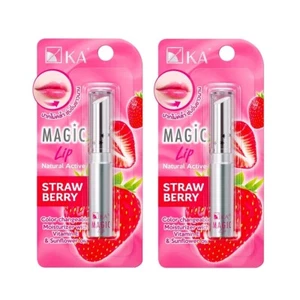 2x KA Magic Lip Natural Active Strawberry Color Change Lipstick Pink Moisturizer - Picture 1 of 9