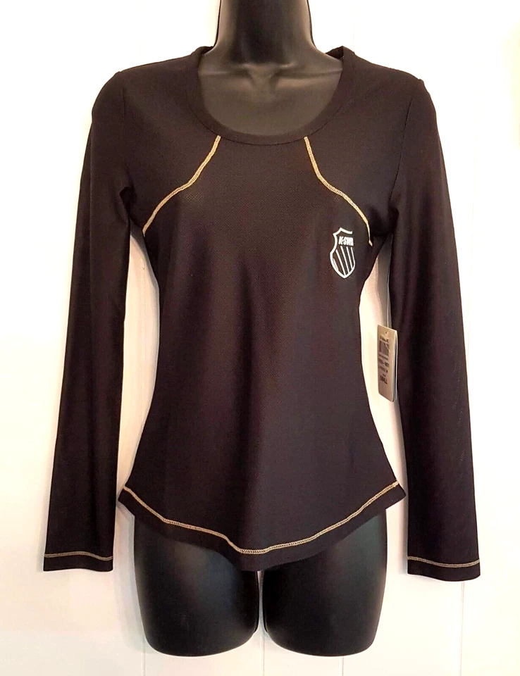 NWT K-Swiss Practic Top size Small Black w/ Gold Stitching Logo Lite Weight Mesh - Image 1 of 4