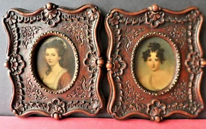 VTG Set of 2 Portraits of Victorian's Ladies made in USA by Syroco Wood 1940s - Picture 1 of 12