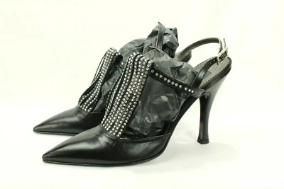 Zapatos para mujer Vero Cuoio de cuero negro cristal talla 38 Italia venta al por menor $420 Foto 1 de 4