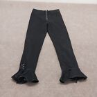 Zara Woman Size 8 Black Solid Slim Fit Ruffle Hem Flared Jeans