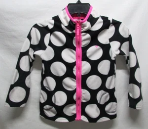 Carters Girls Size 8 Polka Dot Pink Accent Full Zip Fleece Top - Picture 1 of 5