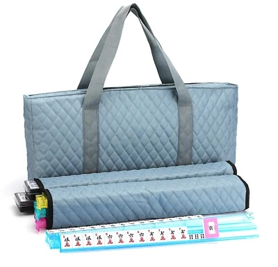 American Mahjong Set 166 Tiles Peal Blue Bag 4 Color Pushers/Racks Mahjongg - Image 1 of 4