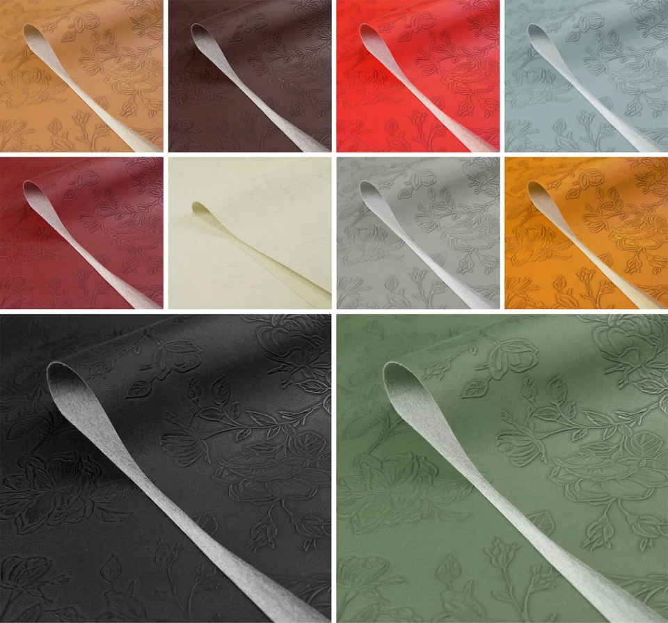 FLORAL Faux Leather Fabric Upholstery Material Vinyl Car Seat Flower Leatherette - Image 1 of 1