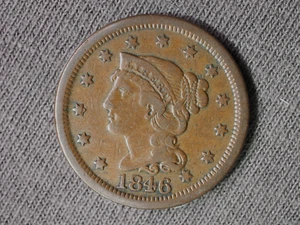 1846 Medium date variety Braided Hair Large Cent 1c cc2 - Picture 1 of 2