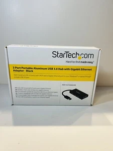 StarTech-3-Port Portable USB 3.0 Hub plus Gigabit Ethernet - 5Gbps - Aluminum - Picture 1 of 2