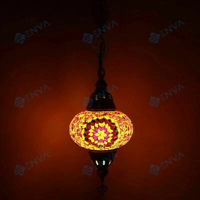Lustre suspension plafonnier mosaïque Turque marocain luminaire lampe-ampoul - Photo 1/4