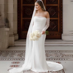 Sweetheart neck bridal gown,Strapless Romantic wedding robe,Cute wedding dress - Picture 1 of 9