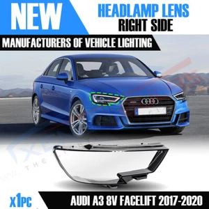 FOR AUDI A3 S3 RS3 8V RIGHT SIDE FRONT HEADLAMP LENS COVER 2017-2020 - Picture 1 of 6