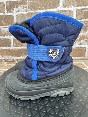Kamik Snowbug 海军蓝冬季毛皮衬里雪地靴 学步儿童 男孩 7 码 — 第 1/4 张图片