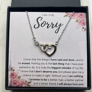 I Am Truly Sorry Necklace For Her, Apology Card Forgiveness to Wife Girlfriend - Picture 1 of 4