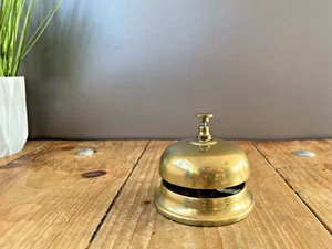 VINTAGE BRASS RECEPTION DESK BELL LOUD RINGER HOTEL SHOP COUNTER SERVICE ANTIQUE - Picture 1 of 8
