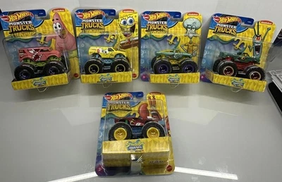 Hot Wheels Monster Trucks SpongeBob SquarePants Set of 5 1:64 Scale Diecast 2024 - Image 1 of 4