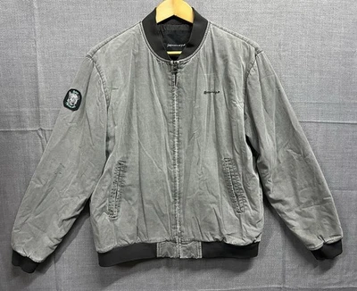 Jaqueta Bomber Masculina Vintage Mercúrio Tamanho G Cinza Preta Roupa de Trabalho Zíper Completo - Imagem 1 de 4