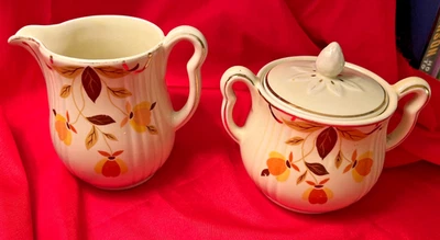 HALL'S  AUTUMN LEAF   Sugar Bowl with Lid and Creamer   NEW - Image 1 of 2