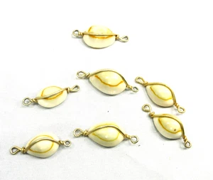 Vintage Cowrie Shell Wire Wrap Beads Lot, 7 Beads, , Various Sizes, Estate CS8 - Picture 1 of 5
