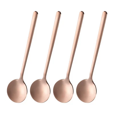 4pcs Espresso Spoons 5.1 Inch Stainless Steel Round Coffee Spoon Rose Gold - Image 1 of 4