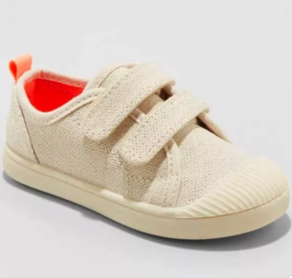 Cat & Jack Little Kid/Toddler Girls Madge Beige Sparkle Sneakers Size 10 - Image 1 of 1