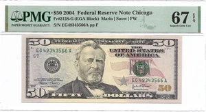 2004 $50 CHICAGO FRN. PMG SUPERB GEM Uncirculated 67 EPQ Banknote. - Picture 1 of 2