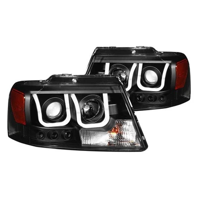 For Ford F-150 04-08 Headlights Driver & Passenger Side Black U-Bar Projector - Image 1 of 4