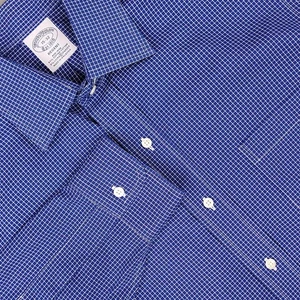 Camisa Brooks Brothers Para Hombre 15-32 Azul Cuadros Ajuste Regente Sin Hierro Supima Elastizada - Imagen 1 de 11