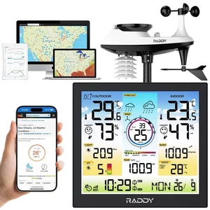 Estación Meteorológica Raddy WF-120C Profesional Wi-Fi Inalámbrica Pantalla a Color de 10" - Imagen 1 de 9