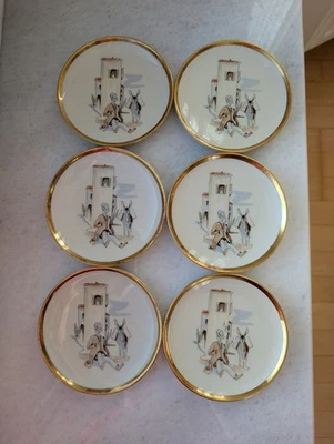 Alka Bavaria Porzellan 6 Kleine Teller mit Goldrand Rialto Serie ca 10cm D - Bild 1 von 4