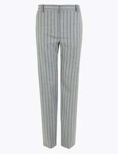 M&S The Freya Striped Relaxed Straight Trousers 20S Petite 25.5 Inside Leg Crop - Picture 1 of 10